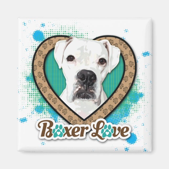 Imã White Boxer Love Estilizado (Frente)
