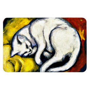Ímã White Cat, pintura de arte