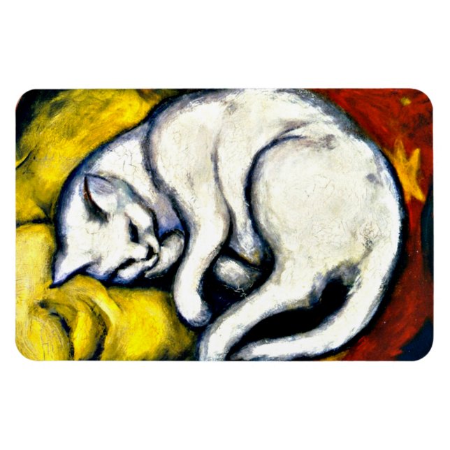Ímã White Cat, pintura de arte (Horizontal)