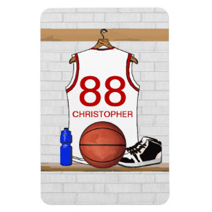 Ímã White e Red Basball Jersey personalizados