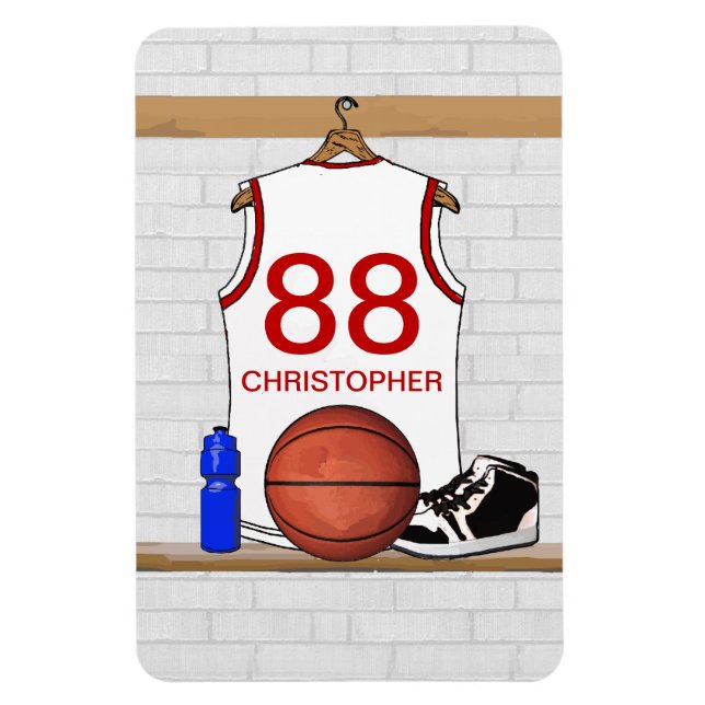 Ímã White e Red Basball Jersey personalizados (Vertical)