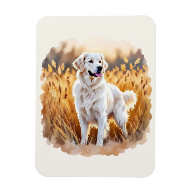Ímã White Golden Retriever Dog (Vertical)