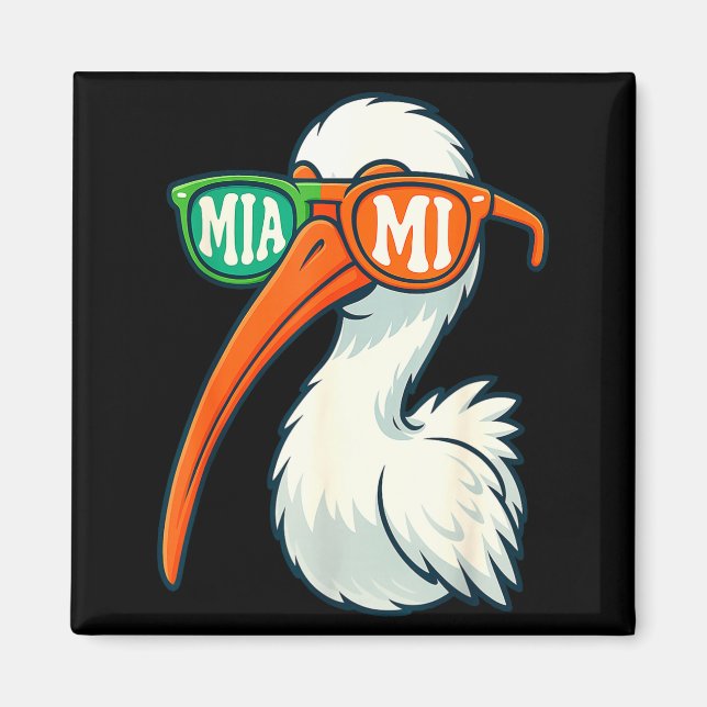 Imã White Ibis With Sungles American Vintage Style  (Frente)