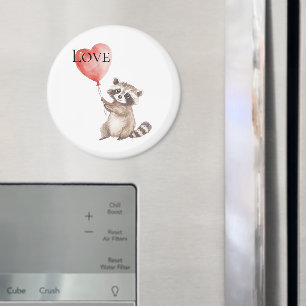 Imã White Raccoon com um Amor de Balão