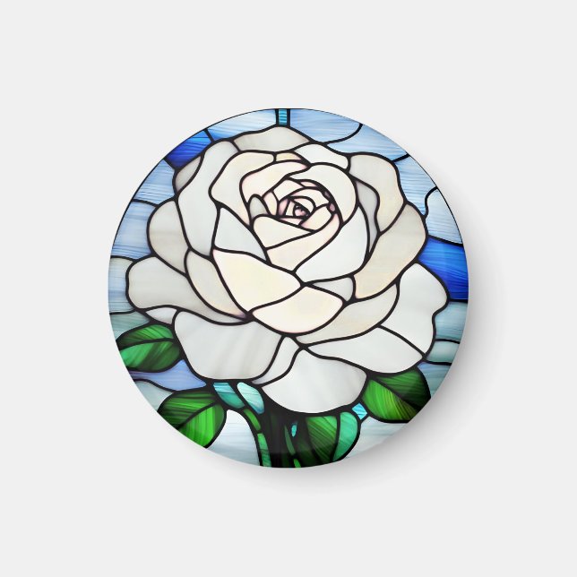 Imã White Rose Stained Glass (Frente)
