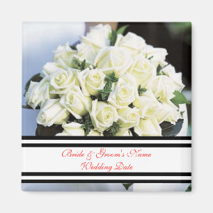 Imã White Rose Weding Magnet Favor Modelo