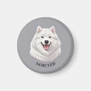 Imã White Samoyed Feliz