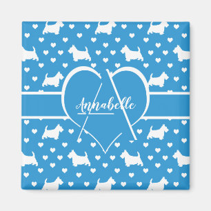 Imã White Scottish Terriers (Scottie Dogs) Blue