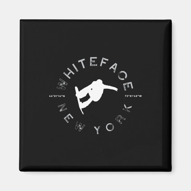 Imã Whiteface Mountain New York - Retro Snowboar (Frente)
