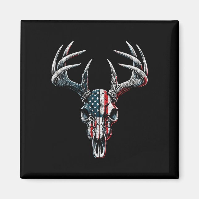 Imã Whitetail Deer Hunting - Bandeira Americana Em Buc (Frente)