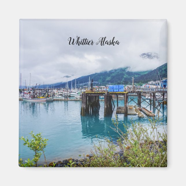 Imã Whittier Alaska Harbor Square Magnet (Frente)
