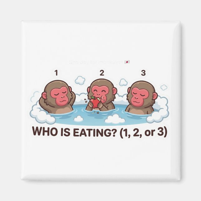 Imã Who Is Eating? Japanese Snow Monkey Spa Animal (Frente)