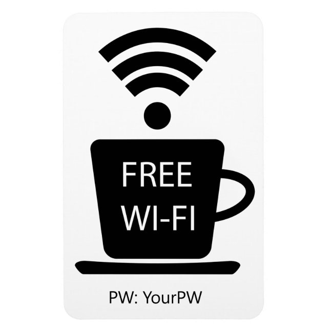 Ímã Wi-Fi Gratuito do Comprador de Texto Personalizado (Vertical)