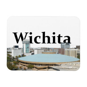 Ímã Wichita Kansas Skyline com Wichita no céu