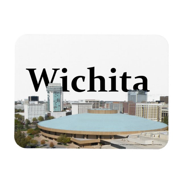 Ímã Wichita Kansas Skyline com Wichita no céu (Horizontal)