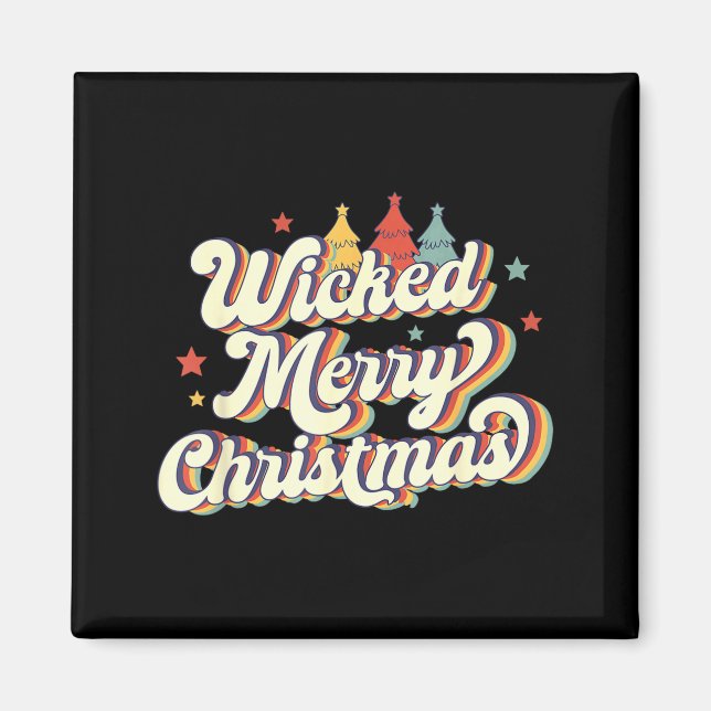 Imã Wicked Merry Christmas Retro Groovy New England Xm (Frente)