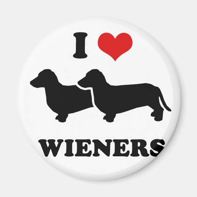 Imã WIENER DOG CAMISETAS - "I love my wieners" (Frente)
