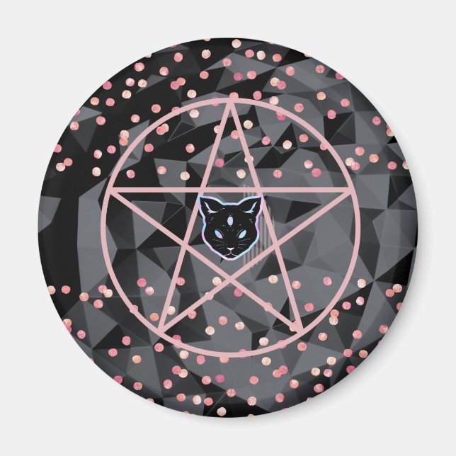Imã WiizyWitch Magic Witch Cosmic Cat Pentacle Magick (Frente)