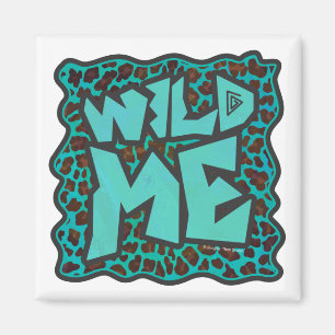 Imã Wild Me Brown e Teal Leopard Design
