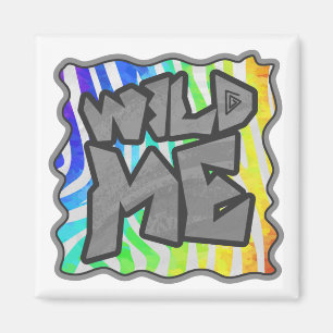 Imã Wild Me Zebra Rainbow e White Impressão