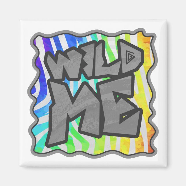Imã Wild Me Zebra Rainbow e White Impressão (Frente)