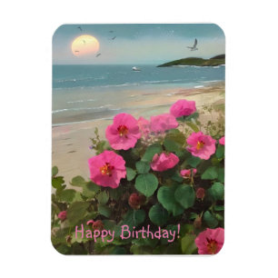 Ímã Wild Rosa Beach Birthday