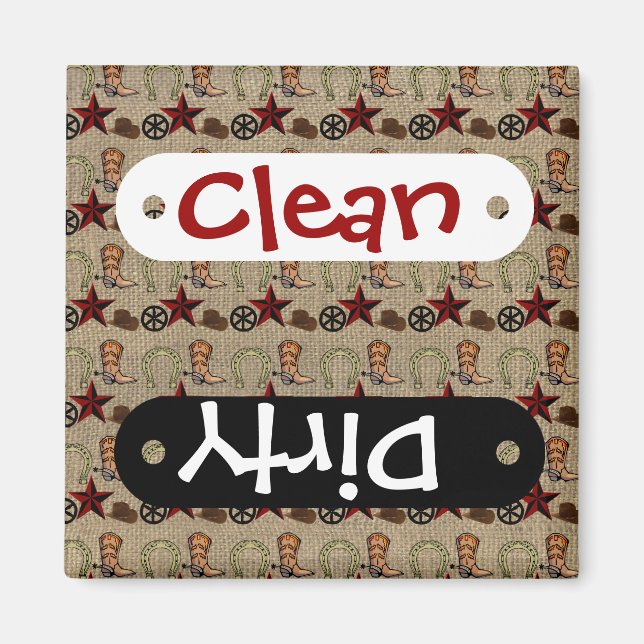 Imã Wild West Cowboy Country Western no Burlap Pattern (Frente)