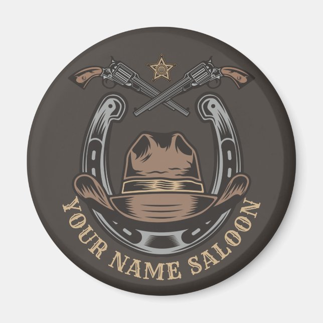 Imã Wild West Revolver Horsferes Western Cowboy Saloon (Frente)