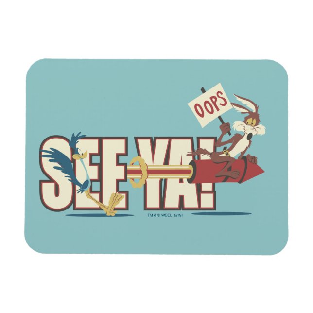 Ímã Wile E. Coyote Rocketing Past ROAD RUNNER™ (Horizontal)