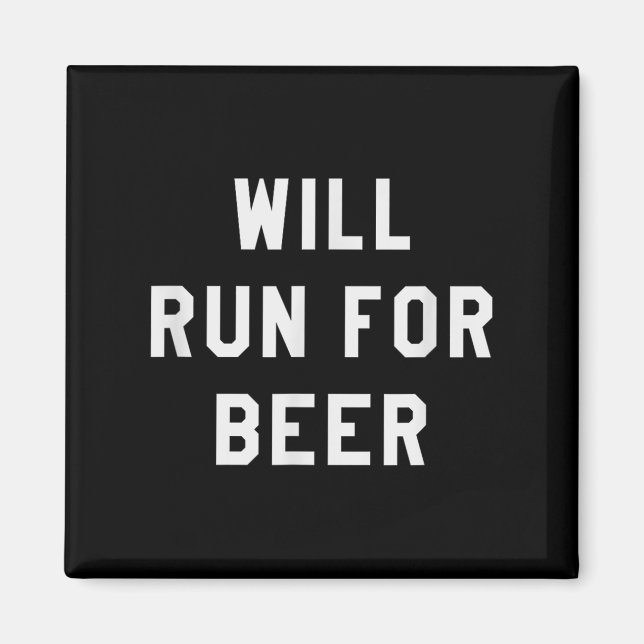 Imã Will Run For Beer Funny Motivational Running Tee  (Frente)