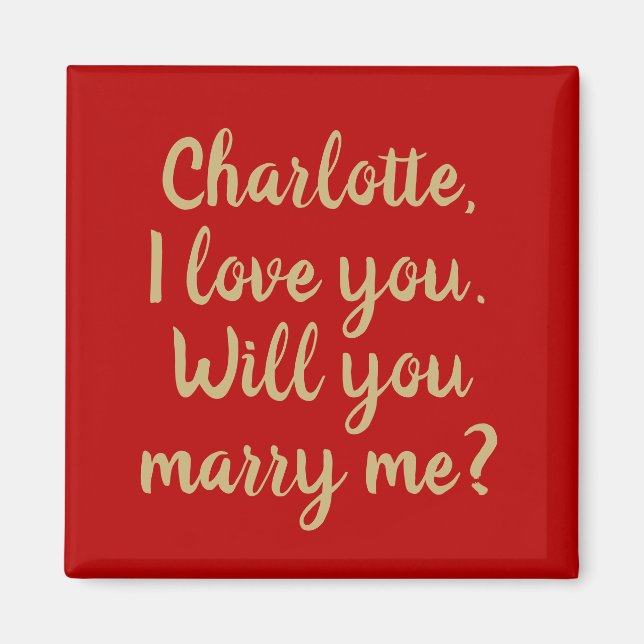 Imã Will You Marry Me red custom marriage proposal  (Frente)