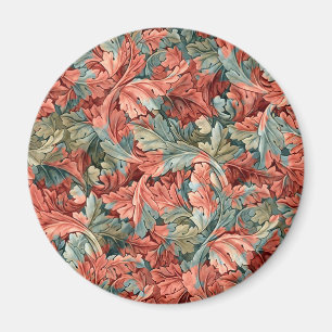 Imã William Morris Acanthus Botânico Vermelho Verde