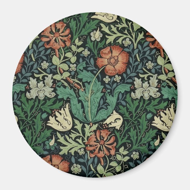 Imã William Morris Compton Floral Art Nouveau Pattern (Frente)