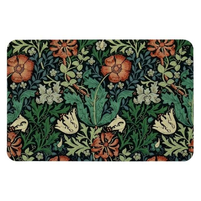 Ímã William Morris Compton Floral Art Nouveau Pattern (Horizontal)