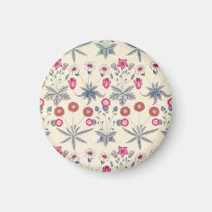 Imã William Morris Daisy Padrão Floral Laranja Vermel