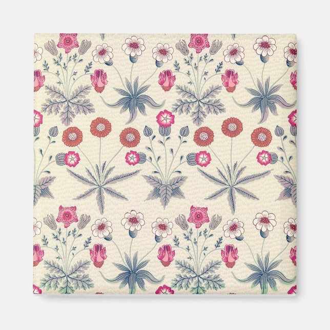 Imã William Morris Daisy Padrão Floral Laranja Vermelh (Frente)