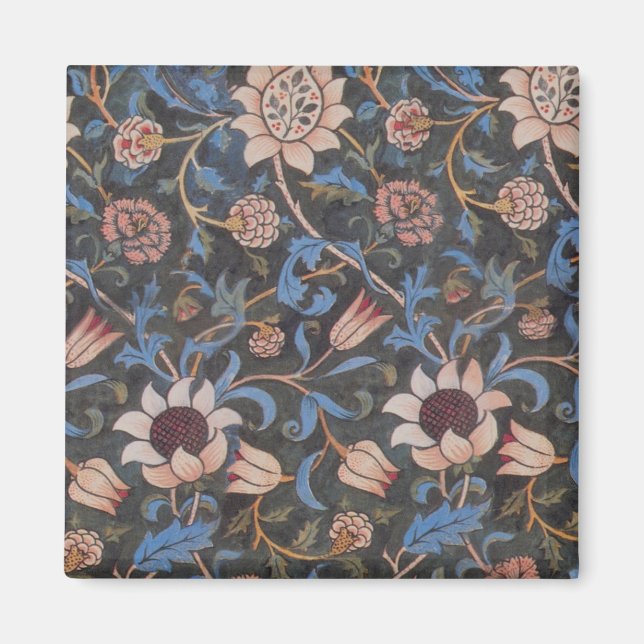 Imã William Morris Evenlode Textile Floral Art (Frente)