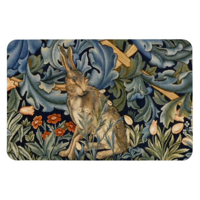 Ímã William Morris Forest Rabbit Floral Art Nouveau (Horizontal)