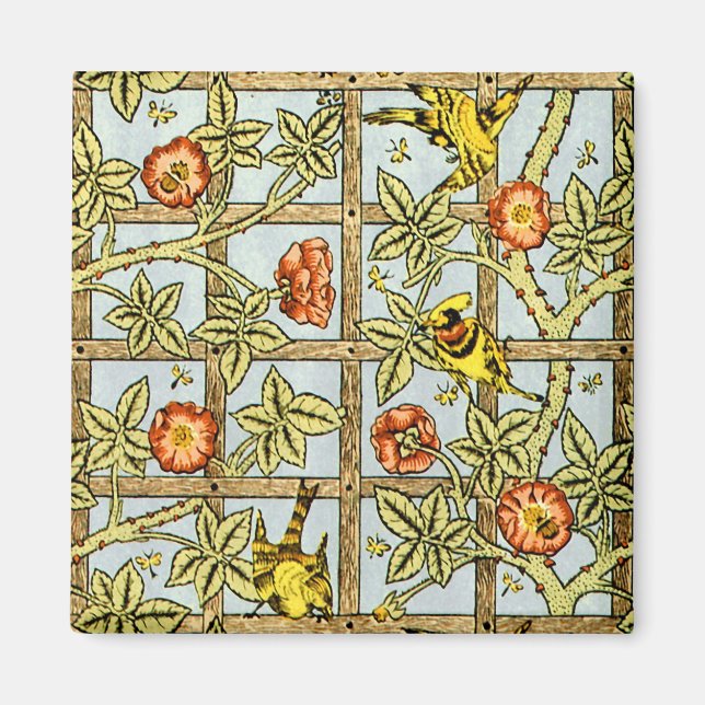 Imã William Morris pássaros e padrão das flores (Frente)