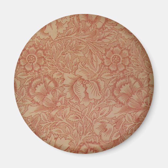 Imã William Morris Pink Poppy Floral Flor (Frente)