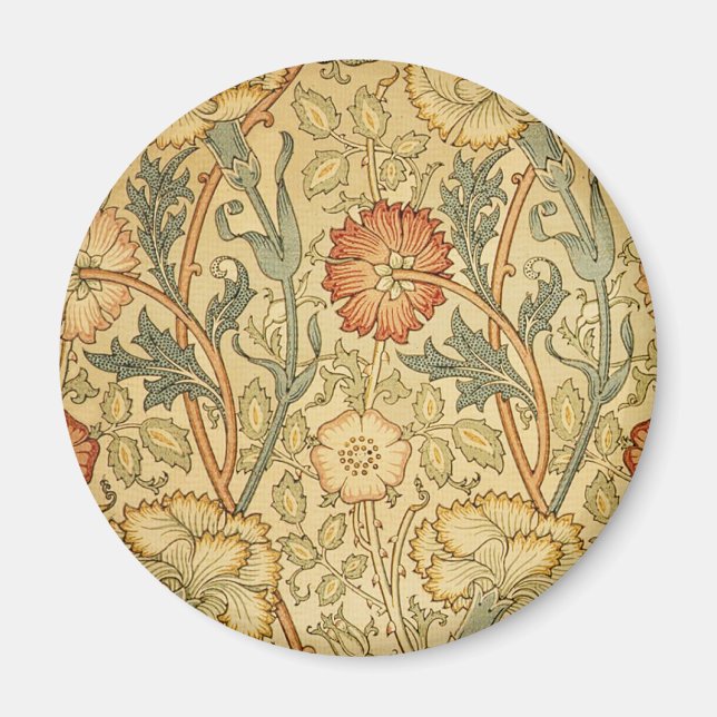 Imã William Morris Pink Rose Flower Wallpaper Padrão (Frente)