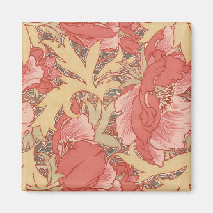 Imã William Morris Poppies Floral Art Nouveau Pattern