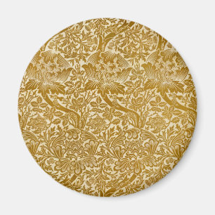 Imã William Morris Rosa e Cardo Floral Dourado