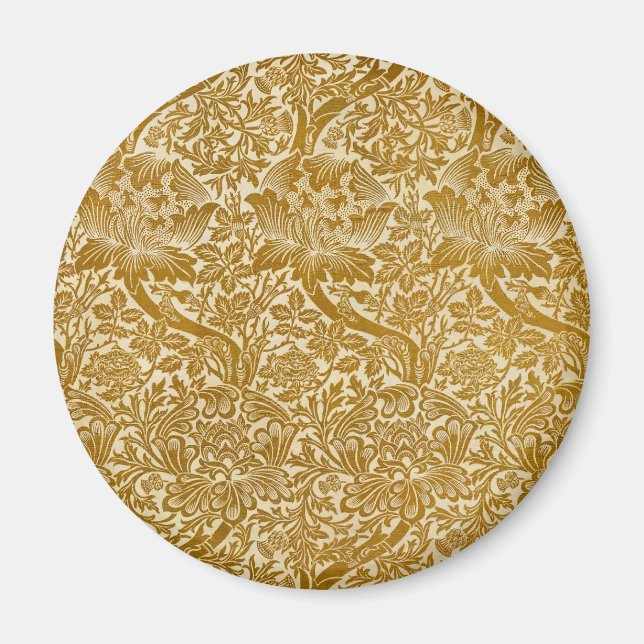 Imã William Morris Rosa e Thistle Floral Ouro (Frente)