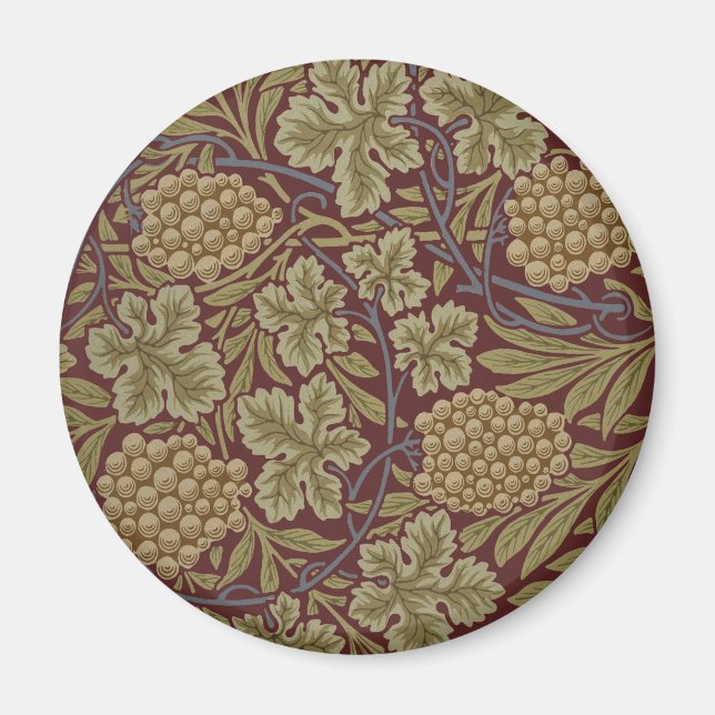 Imã William Morris Vine Grape Red Green Art (Frente)