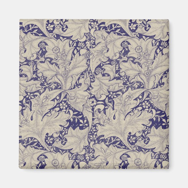 Imã William Morris Wallflower Blue damask (Frente)