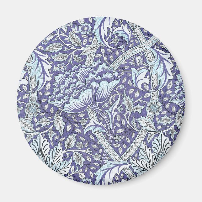 Imã William Morris Windrush Padrão Floral Azul (Frente)