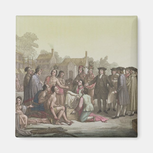 Imã William Penn negociando o tratado que conduz à (Frente)