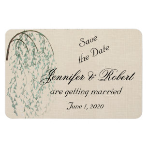 Ímã Willow Branch no Casamento Linen Salve a Data