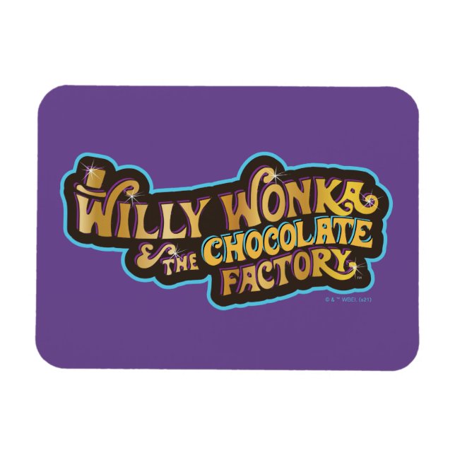 Ímã Willy Wonka e o logotipo da fábrica de chocolate (Horizontal)